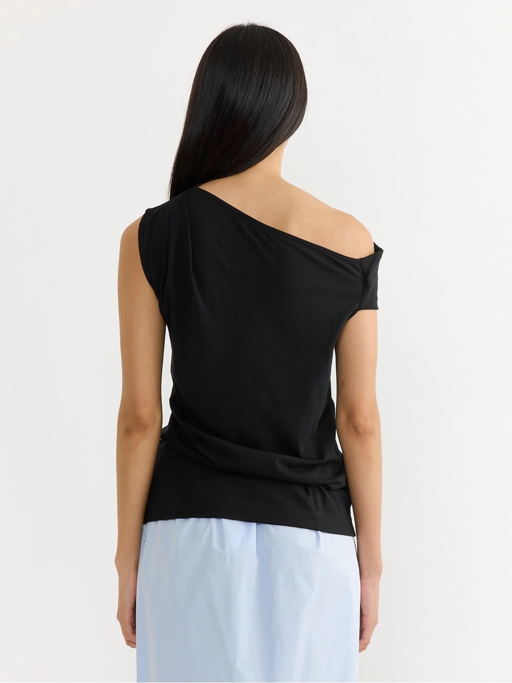 Dries Van Noten Black Off Shoulder Draped Top - Picture 2 of 6
